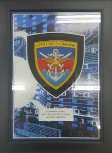Hand embroidered badge & print mount